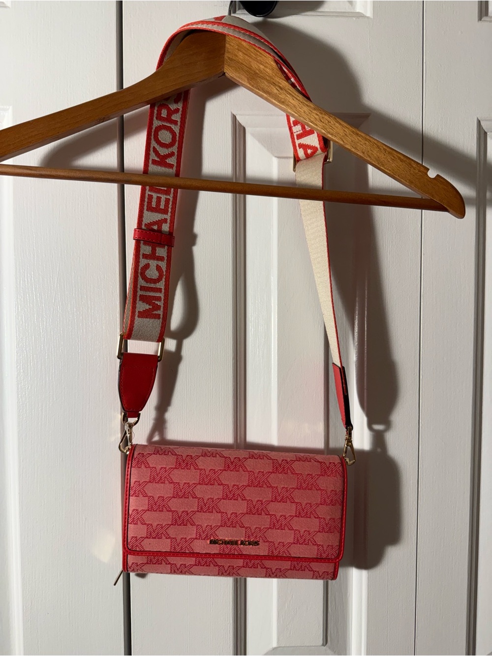 Michael Kors Pink Logo Crossbody with Bold Branded Strap